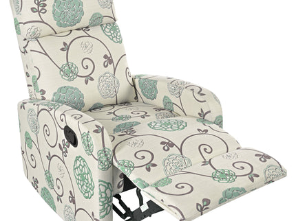 Modern Manual Recliner, Home Theater Chair With Adjustable Backrest For Living Room - Beige / Blue