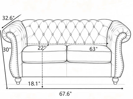 Chesterfield Button Tufted Loveseat With Rolled Arms