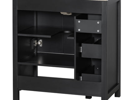 Bathroom Vanity With Sink Top, Bathroom Vanity Cabinet With 2 Doors And 2 Drawers, Open Shelf