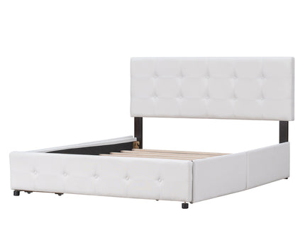 Upholstered Platform Bed With Classic Headboard And Drawers, No Box Spring Needed