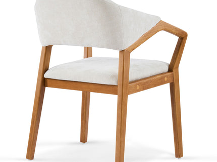 Indoor Upholstered Dining Armchair (Set of 2) - Beige / Teak