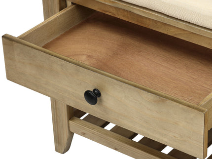 Shoe Rack With Cushioned Seat And Drawers Multipurpose Entryway Storage Bench Wash - Gray Wash
