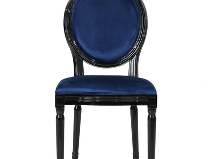 French Country Inspired Dining Chair With Iconic Round Backrest - Navy Blue
