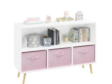 Bookcase With Collapsible Drawers, Book Display Organizer