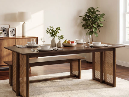 Dining Table With Rattan Accents