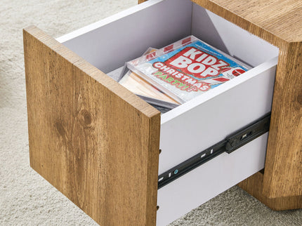 Hexagonal Coffee Table With Drawers - Wood