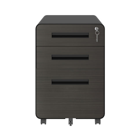 3-Drawer Mobile File Cabinet With Lock, On Casters, Holds A4/Letter Files
