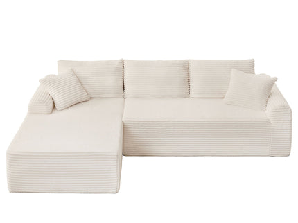 Modular Sectional With Arched Armrests, Includes 3 Back Cushions & 2 Throw Pillows