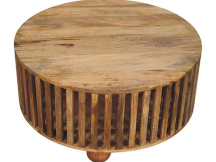 Slatted Round Coffee Table - Beige