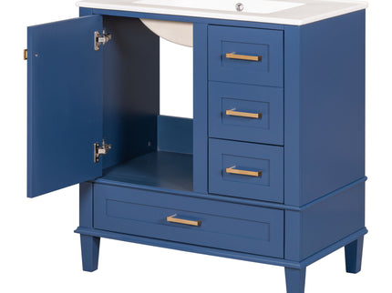 Bathroom Vanity, Modern Bathroom Cabinet With Sink Combo Set, Bathroom Storage Cabinet With A Soft Closing Door And 3 Drawers, Solid Wood Frame