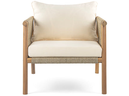 Modern Outdoor Woven Lounge Chair With Solid Frame And Cushions