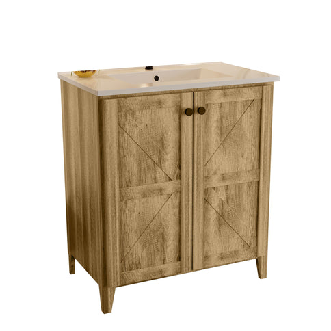 Folding Floor Cabinet With Ceramic Sink, Space Saving