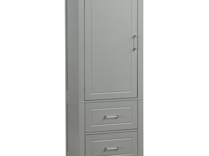 Tall Freestanding Bathroom Storage Cabinet With 2 Drawers And Adjustable Shelf