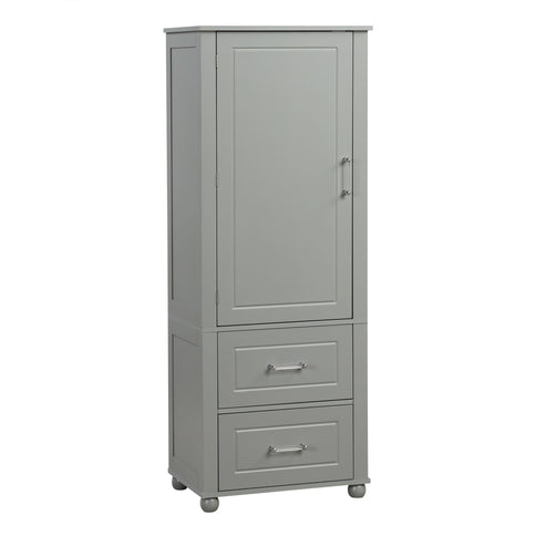 Tall Freestanding Bathroom Storage Cabinet With 2 Drawers And Adjustable Shelf