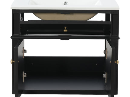 Wall Mounted Bathroom Vanity With Tip Out Drawer And Open Back Design