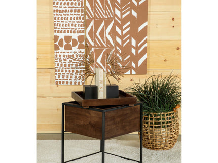 Ondrej - Square Accent Side Table With Removable Tray - Dark Brown