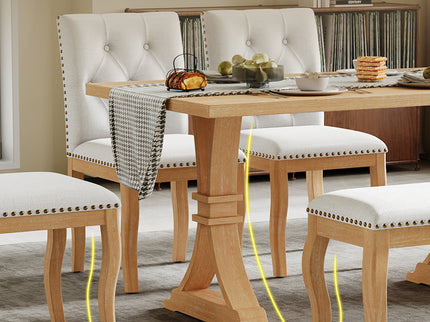 Dining Set With Bench, 6 Piece