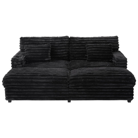 Oversized Double Chaise Lounge Sofa Bed With USB Ports And Cup Holders