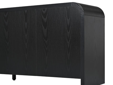 Curved Edge TV Stand With Large Cabinets