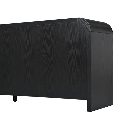 Curved Edge TV Stand With Large Cabinets