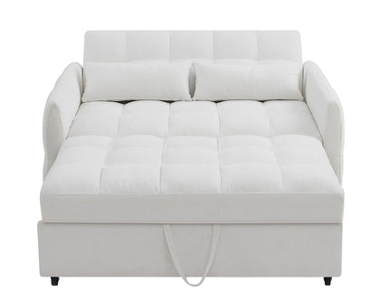 Loveseat Sofa Pull-Out Bed With Adjustable Backrest, 3 USB Ports And 2 Lumbar Pillows For Living Room