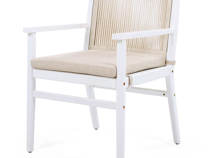 Outdoor Acacia Wood Patio Dining Armchair (Set of 2)