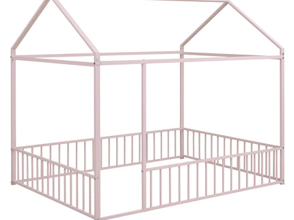 Metal Bed House Bed Frame With Fence