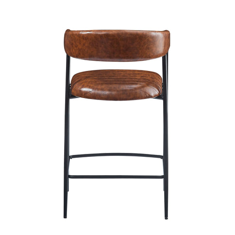 Counter Stools (Set of 2), Upholstered Counter Stools With Iron Frame, Backrest, Footrest, Arm Counter Stools For Home Bar, Kitchen Counter - Brown