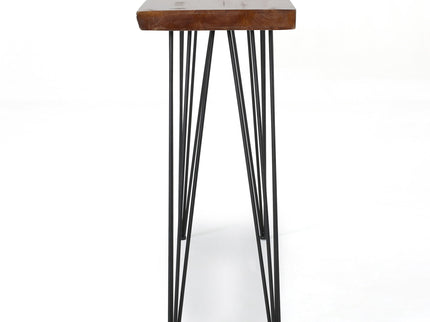 Modern Industrial Breakfast Bar Table, Metal Hairpin Legs & Wood Veneer Top - Natural