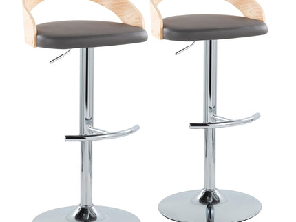 Grotto - Contemporary Adjustable Barstool, Swivel With Rounded T Footrest (Set of 2)