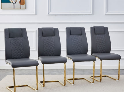 Modern Legged Upholstered Dining Chairs (Set of 4) Artificial For Kitchen And Office - Gray
