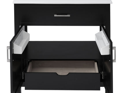 Bathroom Vanity With Sink And Ample Storage, Rectangular Undermount Sink - Black