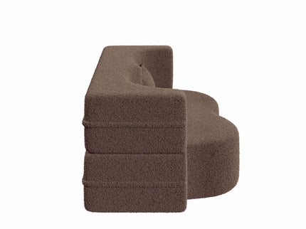 Modern Floor Sofa, With 2 Pillows, Convertible Teddy Fabric Foam Filled Bed
