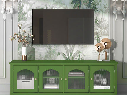 StylishTVcabinet Entertainment CenterTV Stand, TVconsoletable, Media Console, Solidwood Frame, Changhong Glass Door, Metal Handle