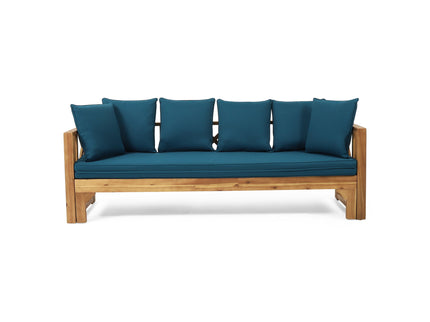 Outdoor Daybed With X-Shaped Panel Backrest And Armrests - Teak