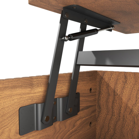 Rectangle Lift Top Coffee Table With Hidden Storage And Lower Shelf - Brown