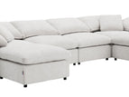 Beige / 4 Seater Sectional With 2 Ottomans