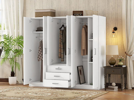 6 Doors Wardrobe Storage For Bedroom, With Big Drawers
