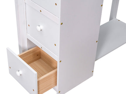 Loft Bed With Storage Drawers, Desk And Stairs With Shelves