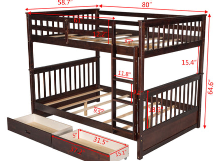 Bunk Bed With Ladders And 2 Storage Drawers