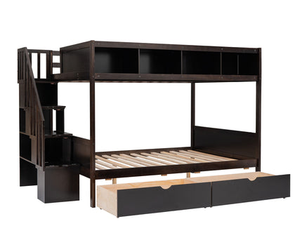 Bunk Bed With Shelfs, Storage Staircase And 2 Drawers