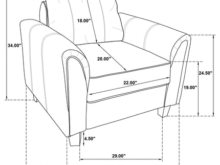 Dixon - Upholstered Rolled Arm Accent Chair - Gray