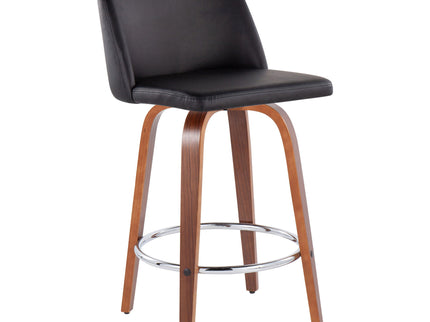 Toriano - Mid-Century Modern Fixed Height Counter Stool With Round Footrest (Set of 2)