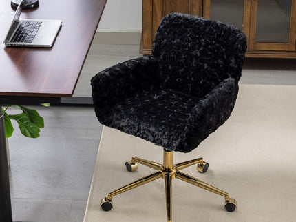 Office Chair, Artificial Rabbit Hair Home Office Chair With Metal Base, Adjustable Desk Chair Swivel Office Chair, Vanity Chair