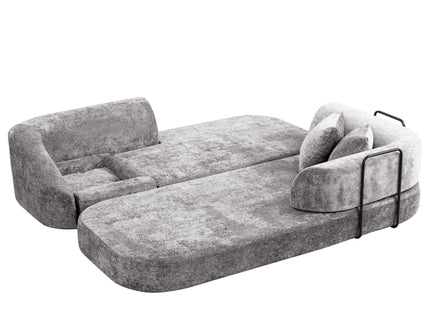 3 Seater Sofa With Built In Pet Bed Nook, Curved Design And 2 Throw Pillows