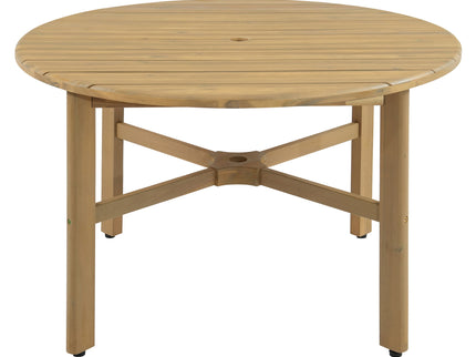 5 Piece Round Patio Table & Cushioned Armrest Chairs, Outdoor Dining Set With Umbrella Hole