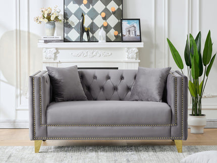 Deep Seat Sofa With Button Nailhead, Square Arm Couches