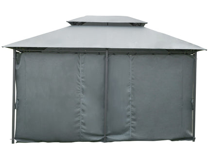 Outsunny - Patio Gazebo, Outdoor Gazebo Canopy Shelter With Curtains, Vented Roof, Steel Frame For Garden, Lawn, Backyard And Deck, - Sage Gray