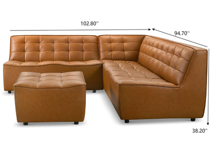 Selen - Corner Sectional Sofa With Ottoman - Cognac