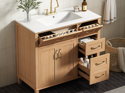 Bathroom Vanity With Sink, Soft Close Doors & Drawers - Wood